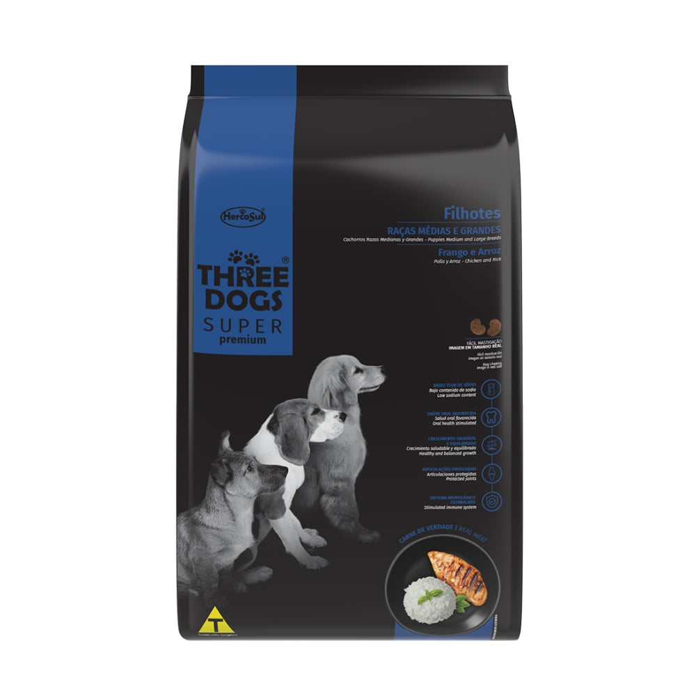 Three Dogs Super Premium perro cachorro razas med. y grandes