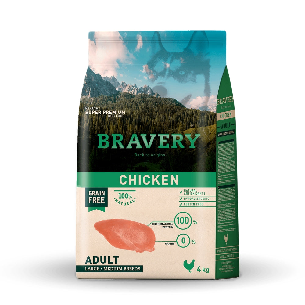 Bravery perro adulto raza med. y grande POLLO