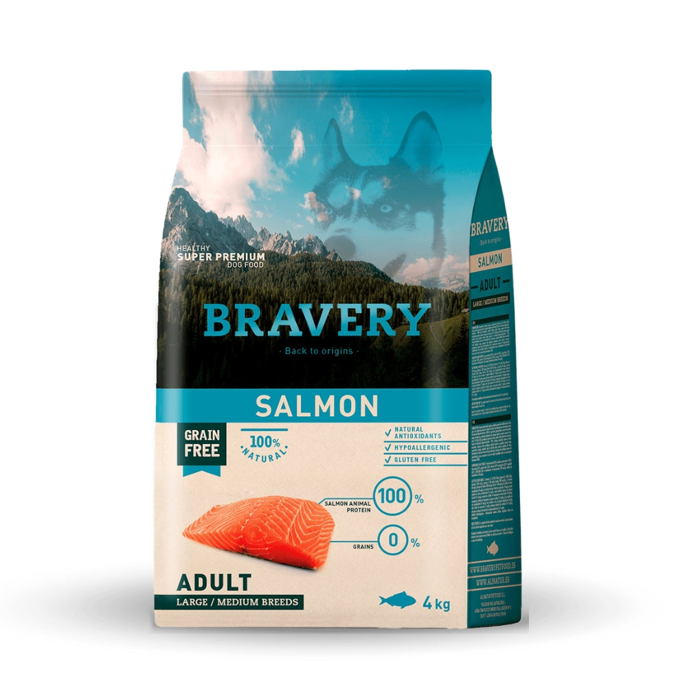 Bravery perro adulto raza med. y grande SALMÓN