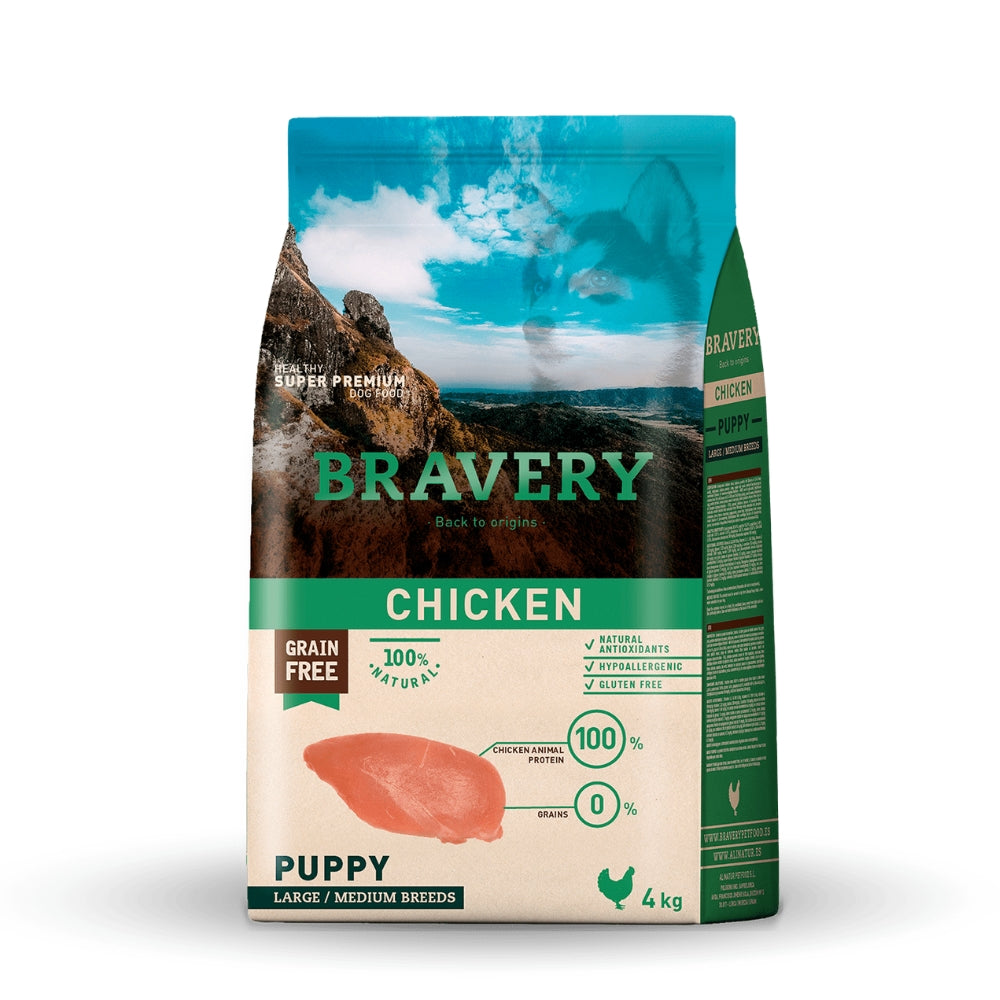 Bravery perro cachorro raza med. y grande POLLO