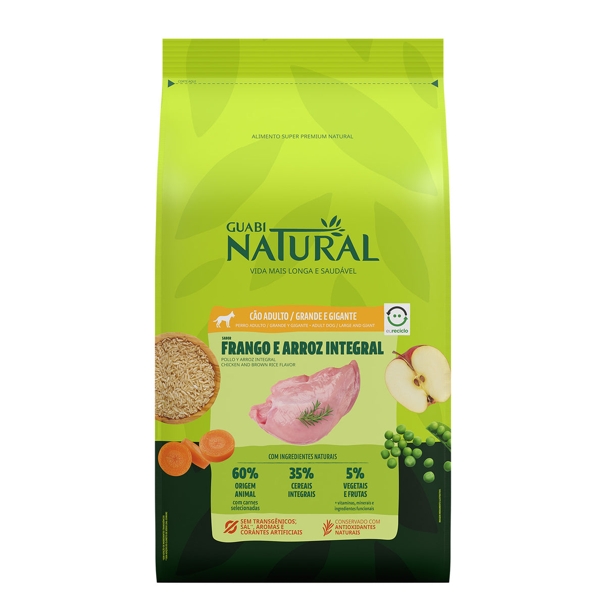 GUABI Perro adulto razas grandes Pollo y arroz integral