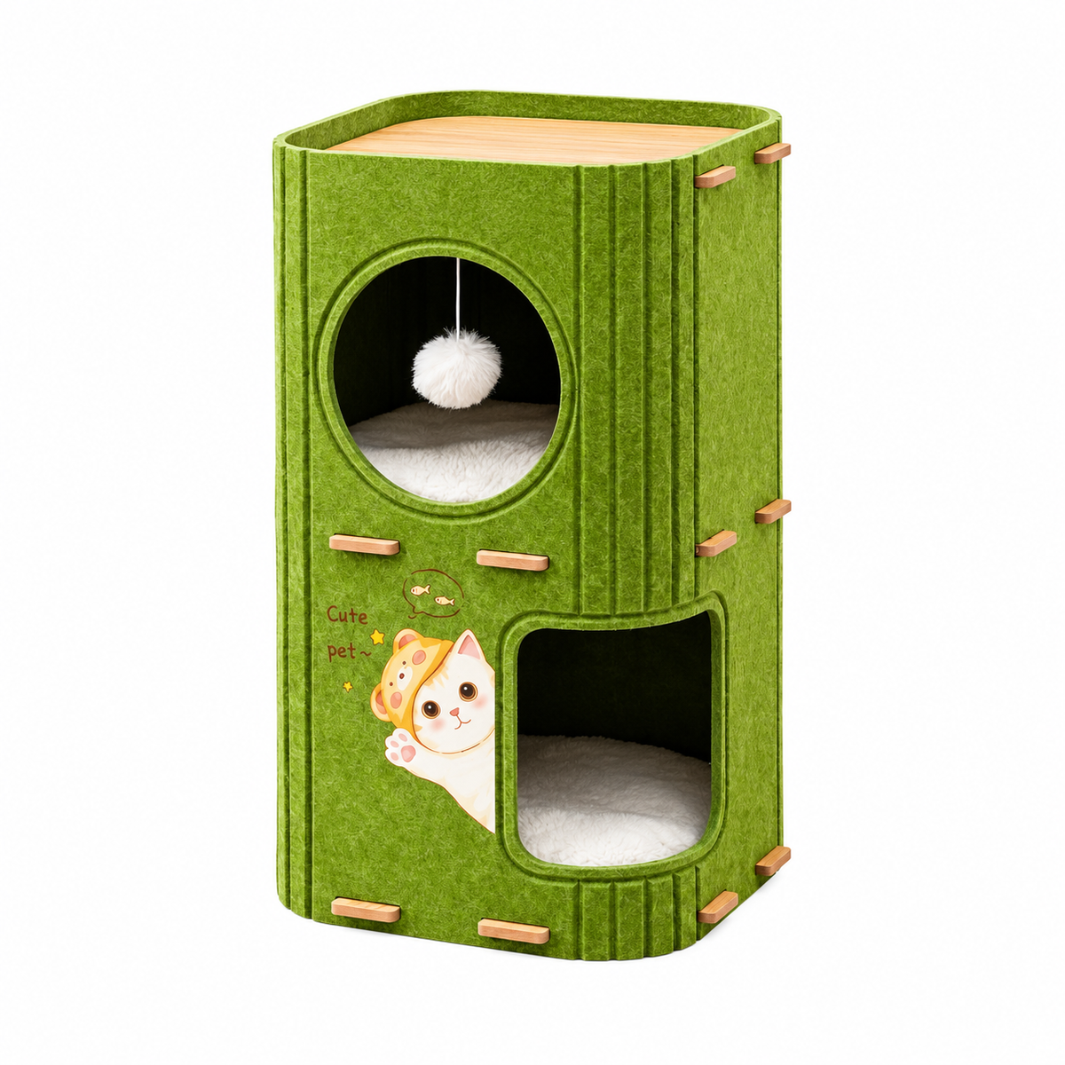 Casa Cueva Para Gatos De 2 Niveles Con Almohadón